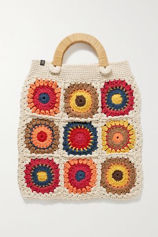 Nannacay + Morgana Crocheted Cotton and Wicker Tote