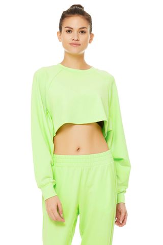 Alo Yoga + Double Take Pullover in Neon Lime