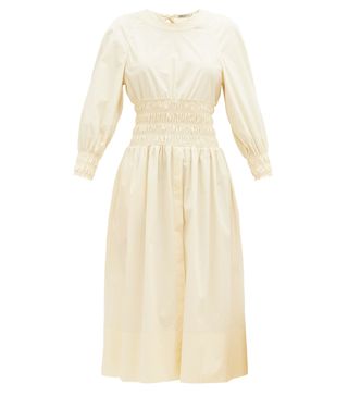 Three Graces London + Arianna Shirred Cotton-Poplin Dress