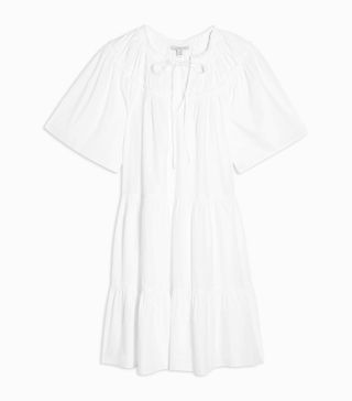 Topshop + White Poplin Smock Mini Dress