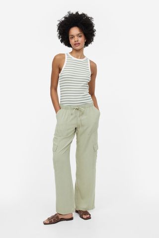 H&M + Linen-Blend Cargo Trousers