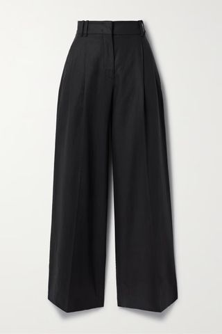 Another Tomorrow + + Net Sustain Pleated Linen Wide-Leg Pants