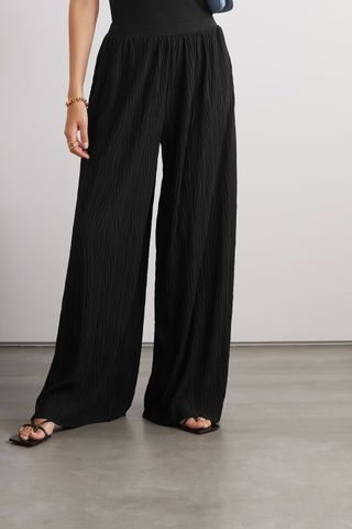 Max Mara + Leisure Alfonsa Plissé-Jersey Wide-Leg Pants