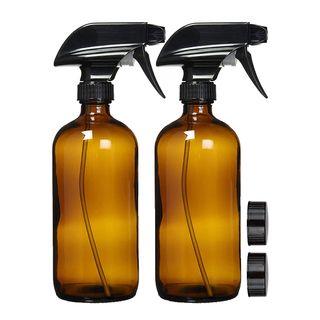Sally's Organics + Empty Amber Glass Spray Bottles with Labels (2 Pack)