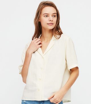 Uniqlo + Linen Blend Short Sleeved Shirt