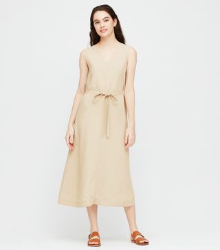 Uniqlo + Linen Blend A-Line Sleeveless Dress