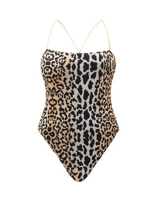 Reina Olga + Chloe Square-Neck Leopard-Print Swimsuit
