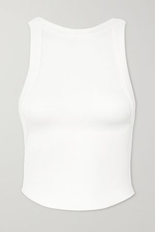 The Line by K + Ximeno Open-Back Ribbed Stretch-Jersey Top