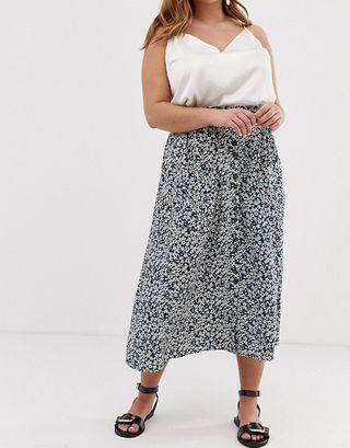 ASOS + Button Front Midi Skirt