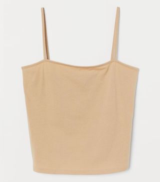 H&M + Cropped Jersey Strappy Top