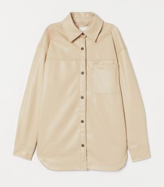 H&M + Imitation Leather Shirt Jacket