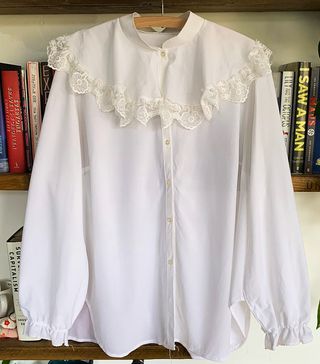 Vintage + 1970s Frill Collar Blouse