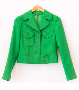 Vintage + Cute Cropped Green Jacket