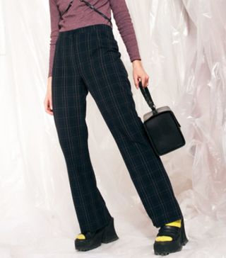 ASOS Marketplace + Vintage Plaid Trousers '90s Grunge Checked Dark Pants
