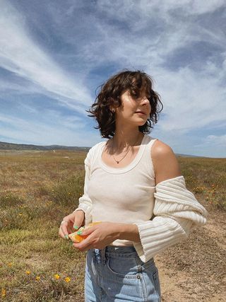 Woman outside in a field