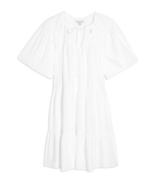 Topshop + White Poplin Smock Mini Dress