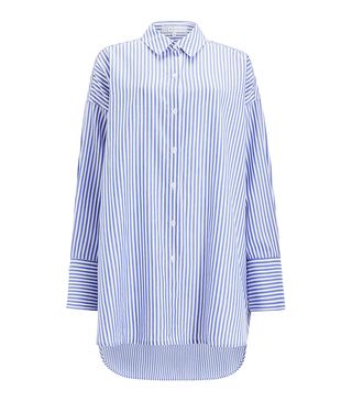 Mother of Pearl + Tencel Stripe Shirt, Blue/Ivory