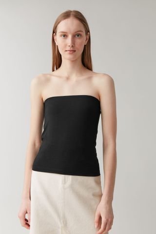 Cos + Strapless Cotton-Mix Top