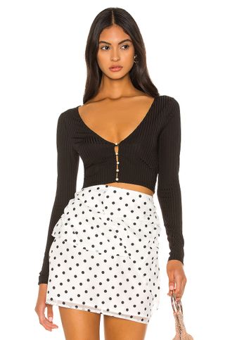 Camila Coelho + Miranda Crop Cardigan in Black