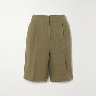 LouLou Studio + Bermuda Pleated Linen Shorts