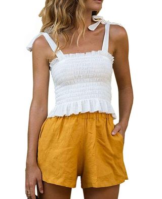 Cilkoo + Frill Smocked Crop Tank Top