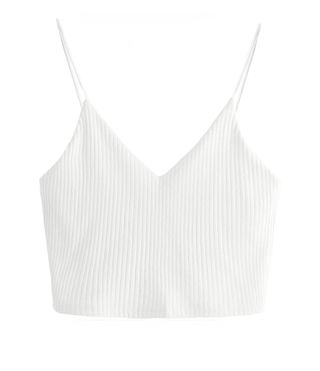 Shein + Casual V-Neck Sleeveless Ribbed Knit Cami Crop Top