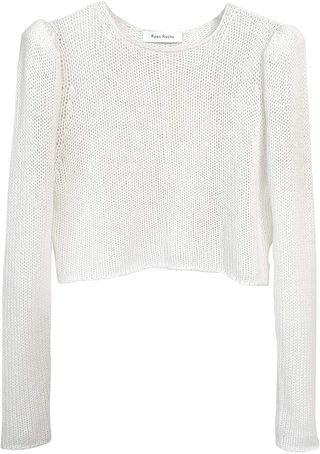 Ryan Roche + Cashmere Air Puff Sleeve Crop Sweater