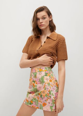 Mango + Floral Print Miniskirt