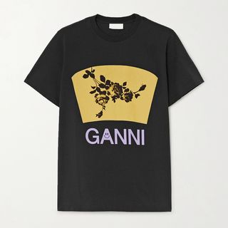 Ganni + Printed Cotton-Jersey T-Shirt