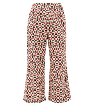 Gucci + Horse-Bit Print Cropped Crépe Trousers