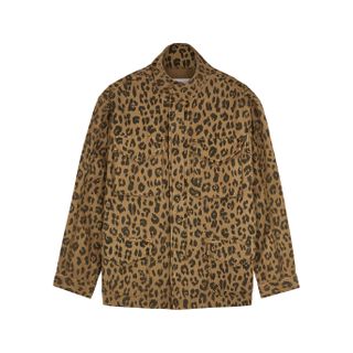 Frame + Spring Cheetah Printed Cotton Jacket