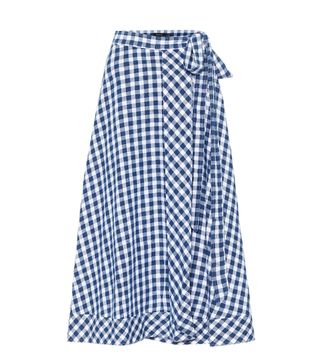 Polo Ralph Lauren + Gingham Linen Wrap Midi Skirt