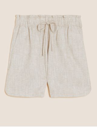 Marks & Spencer + Linen Blend High Waisted Shorts