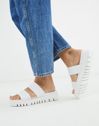 ASOS Design + Fletch Chunky Jelly Flat Sandals in White