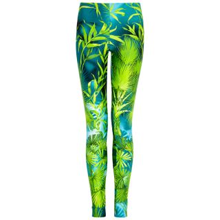 Versace + Palm Leaf-Print Satin-Jersey Leggings