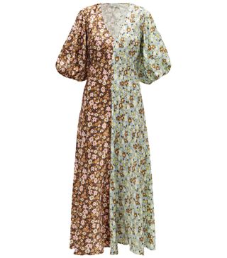 Lee Mathews + Zoe Panelled Floral-Print Silk Dress