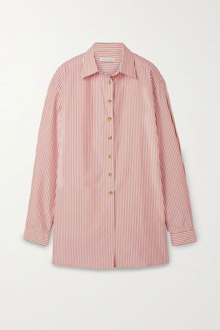 Anna Quan + Alfie Oversized Striped Cotton-Blend Poplin Shirt