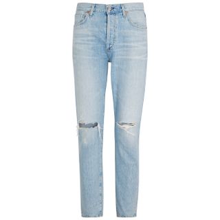 Citizens of Humanity + Liya Blue Distressed Tapered Jeans