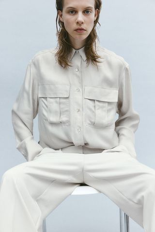 H&M + Silk-Blend Utility Shirt