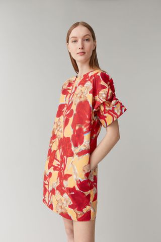 COS + Printed Roll-Sleeved Dress