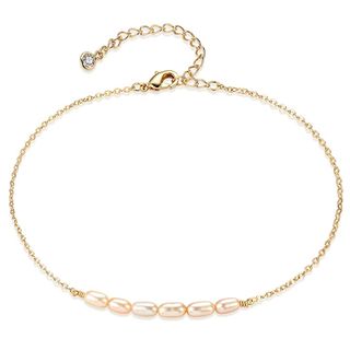 Mevecco + Handmade 18k Gold Plated Pearl Anklet
