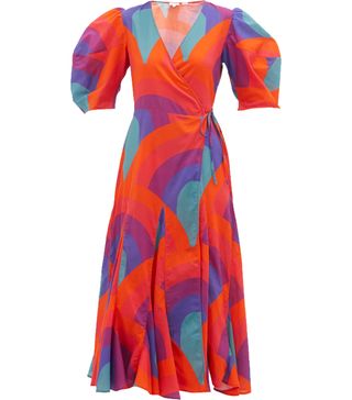 Rhode + Fiona Rainbow-Print Cotton Wrap Dress