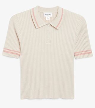 Monki + Short Sleeve Ribbed Polo