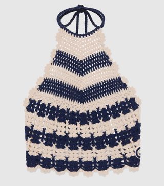 Gucci + Striped Crochet Backless Top