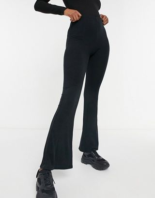 H&M + New Look Ribbed Flare Leggings in Black