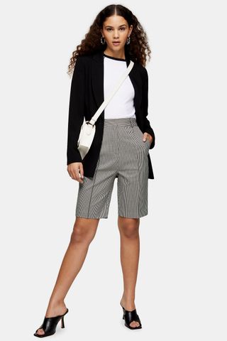 Topshop + Black and White Houndstooth Bermuda Shorts
