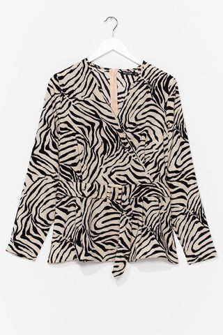 Nasty Gal + I Herd You Say Plus Zebra Belted Blouse