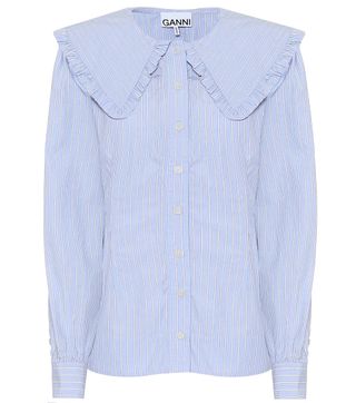 Ganni + Striped Cotton Poplin Shirt