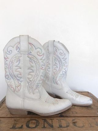 Etsy + 1980s White Leather Western Boots