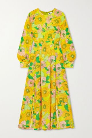 Rixo + Emma Pleated Floral-Print Midi Dress